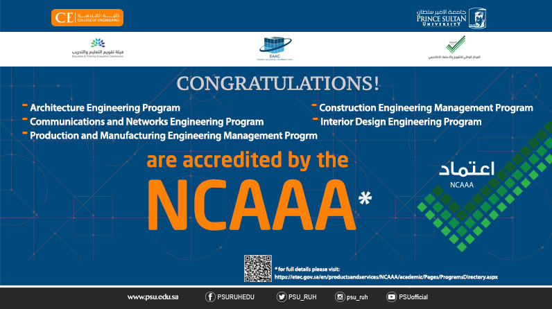 PSU Congratulates the College of Engineering Programs for being accredited by the NCAAA