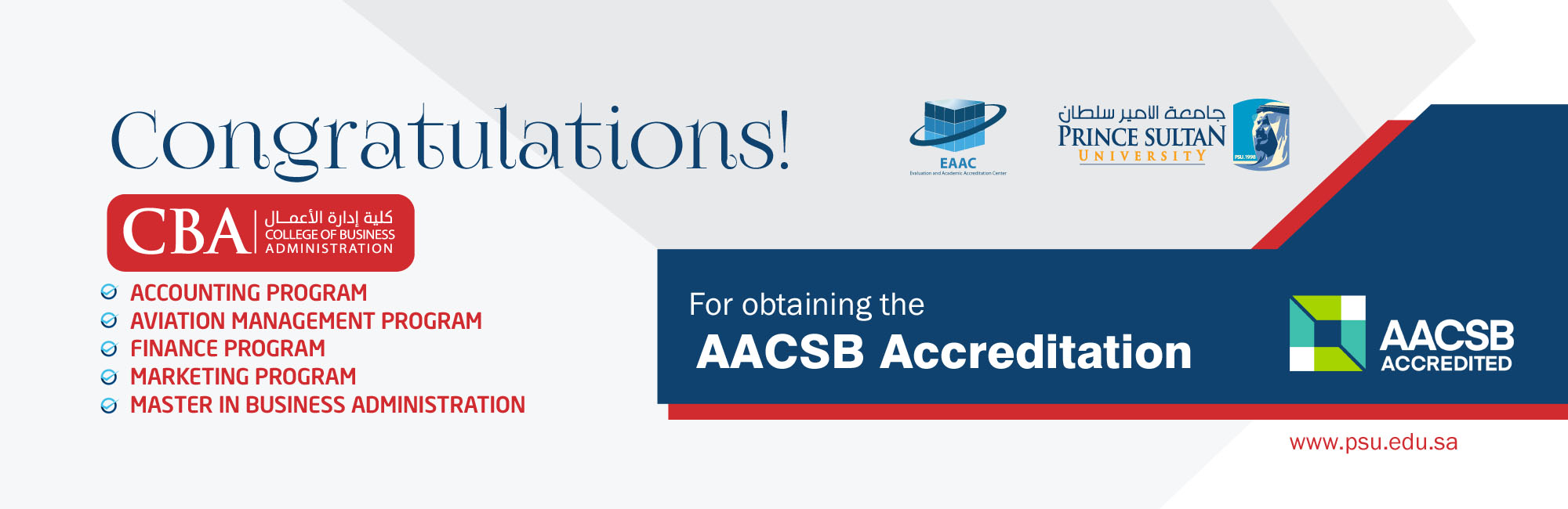 Congratulations Accreditation AACSB CBA